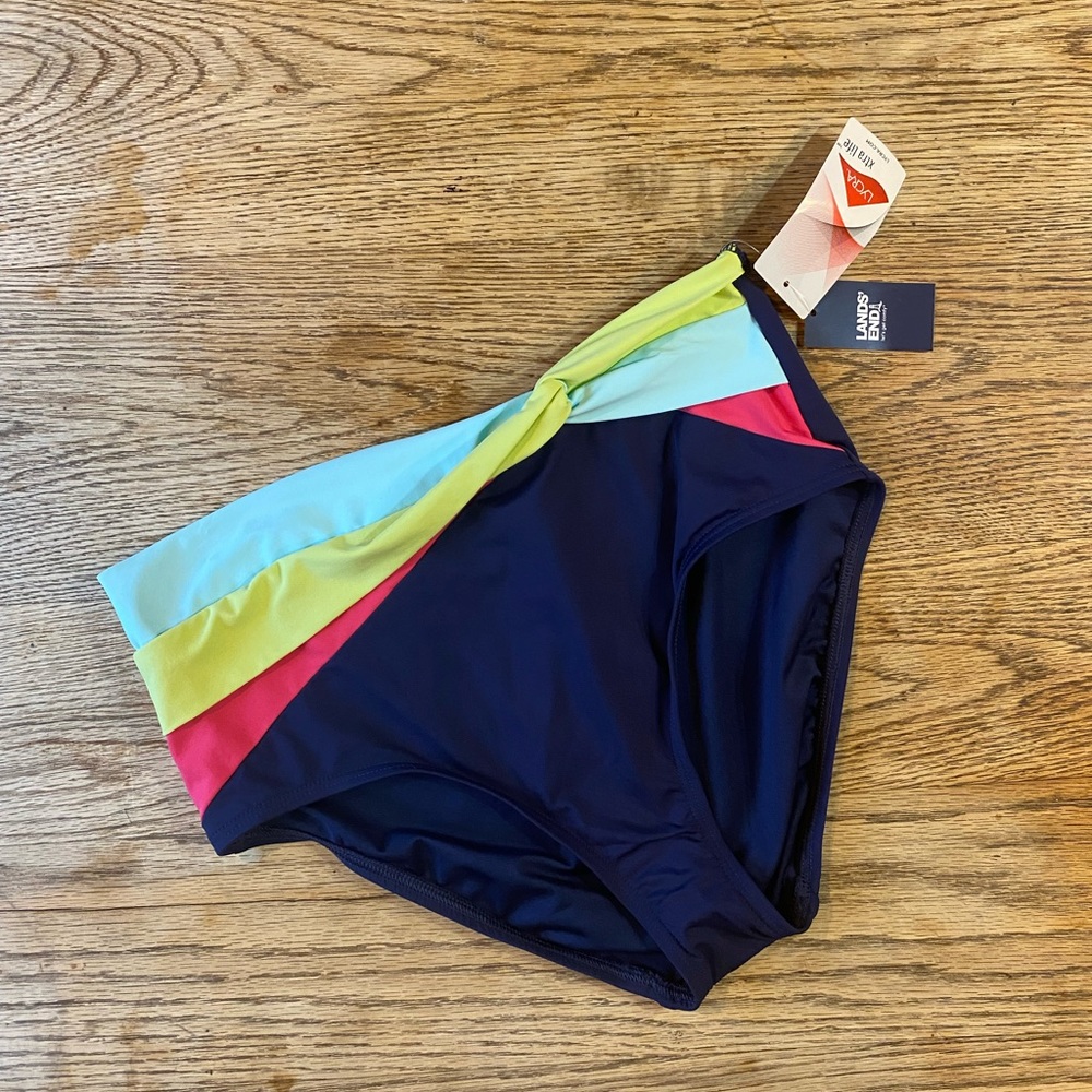 Land end Navy Colorful  Bikini Bottom Sz 12